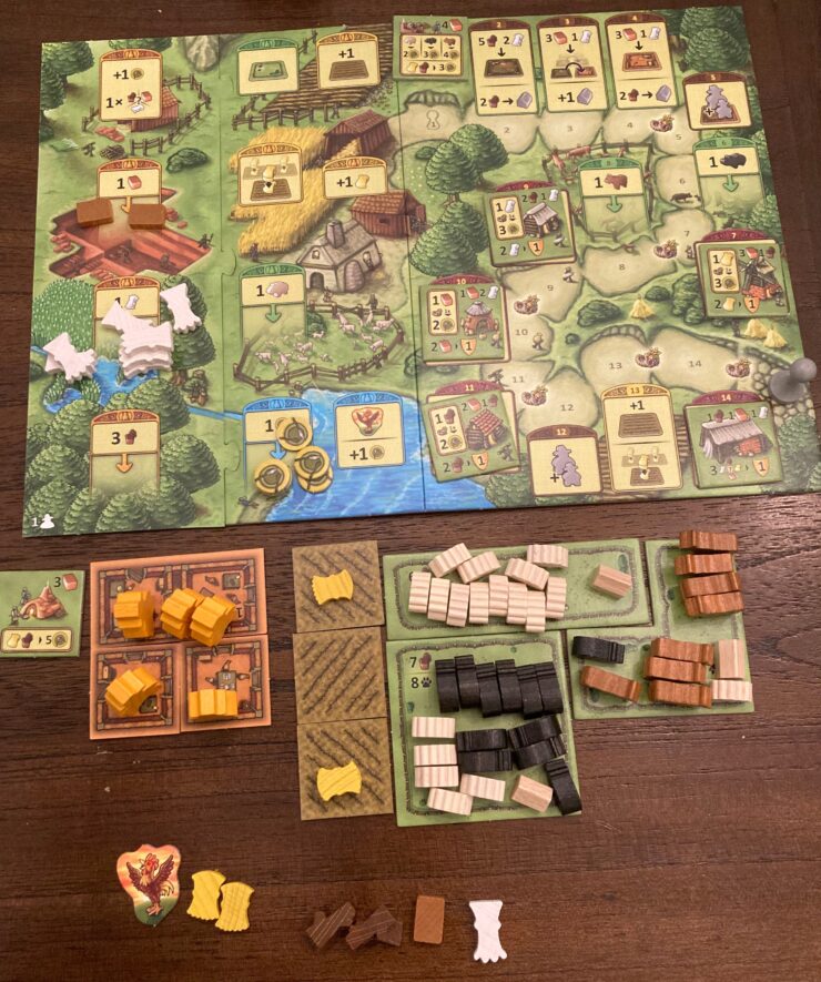 Final state of my Agricola: Family Edition solo run that scored
70