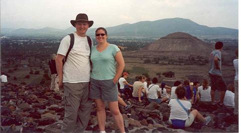 Joy and I on the pyramid
      of the moon