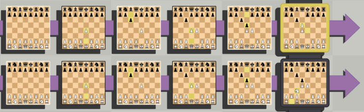 Two parallel chess games that diverge